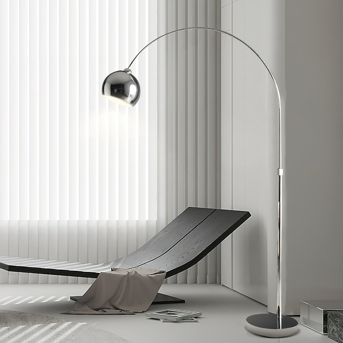 Angler Floor Lamp | Adjustable Metal Design | Black, Chrome, White