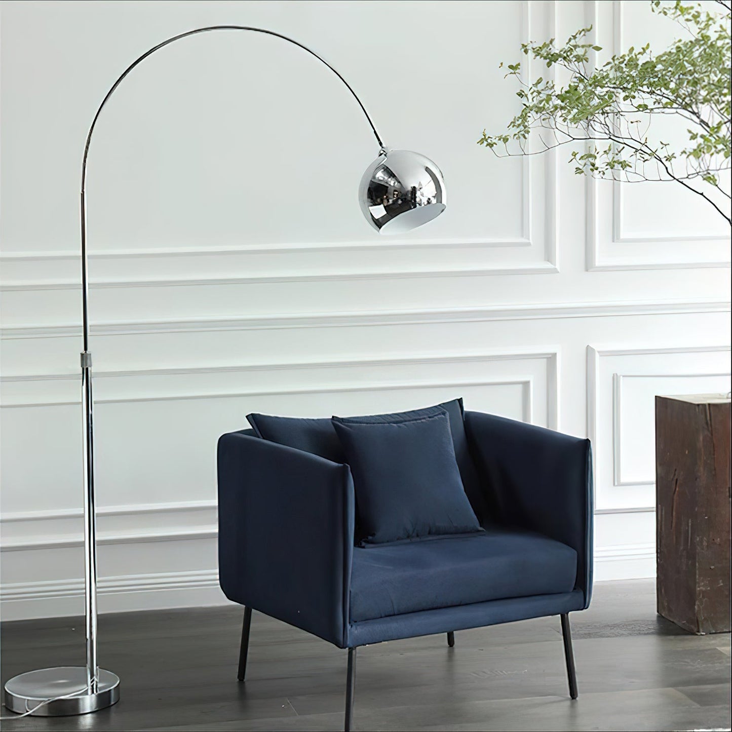 Angler Floor Lamp | Adjustable Metal Design | Black, Chrome, White
