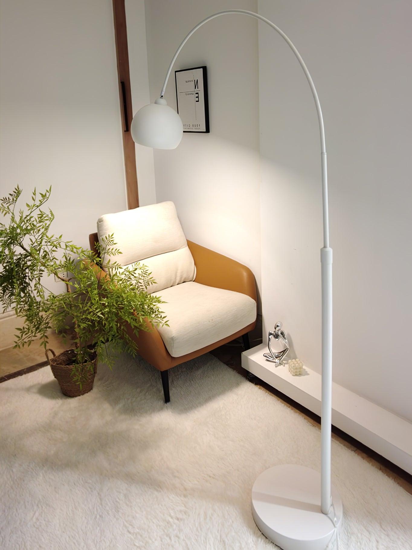 Angler Floor Lamp | Adjustable Metal Design | Black, Chrome, White