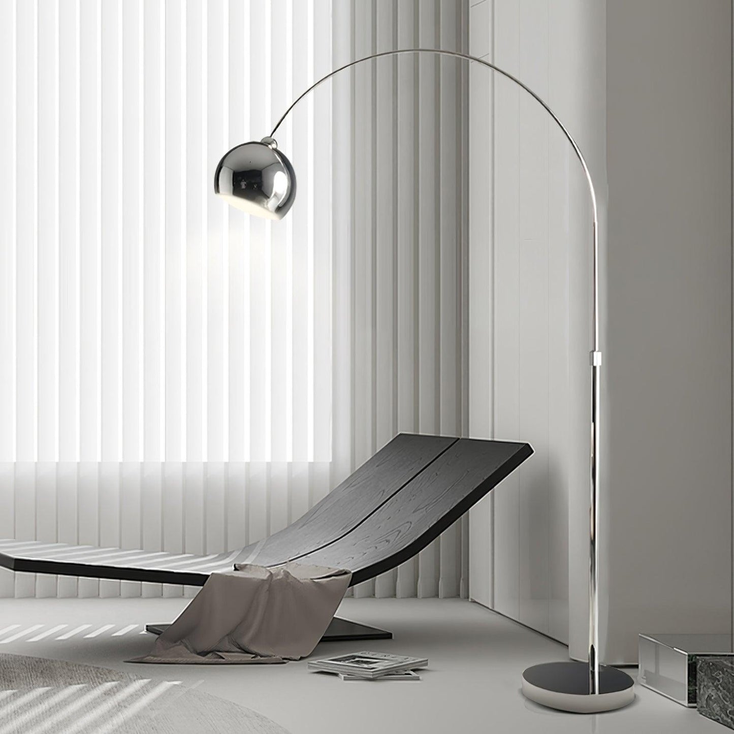 Angler Floor Lamp | Adjustable Metal Design | Black, Chrome, White