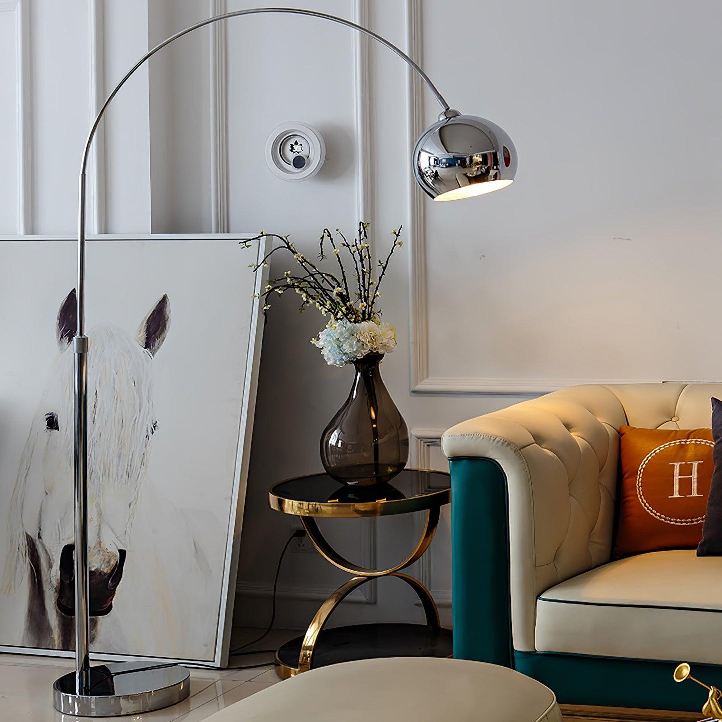 Angler Floor Lamp | Adjustable Metal Design | Black, Chrome, White