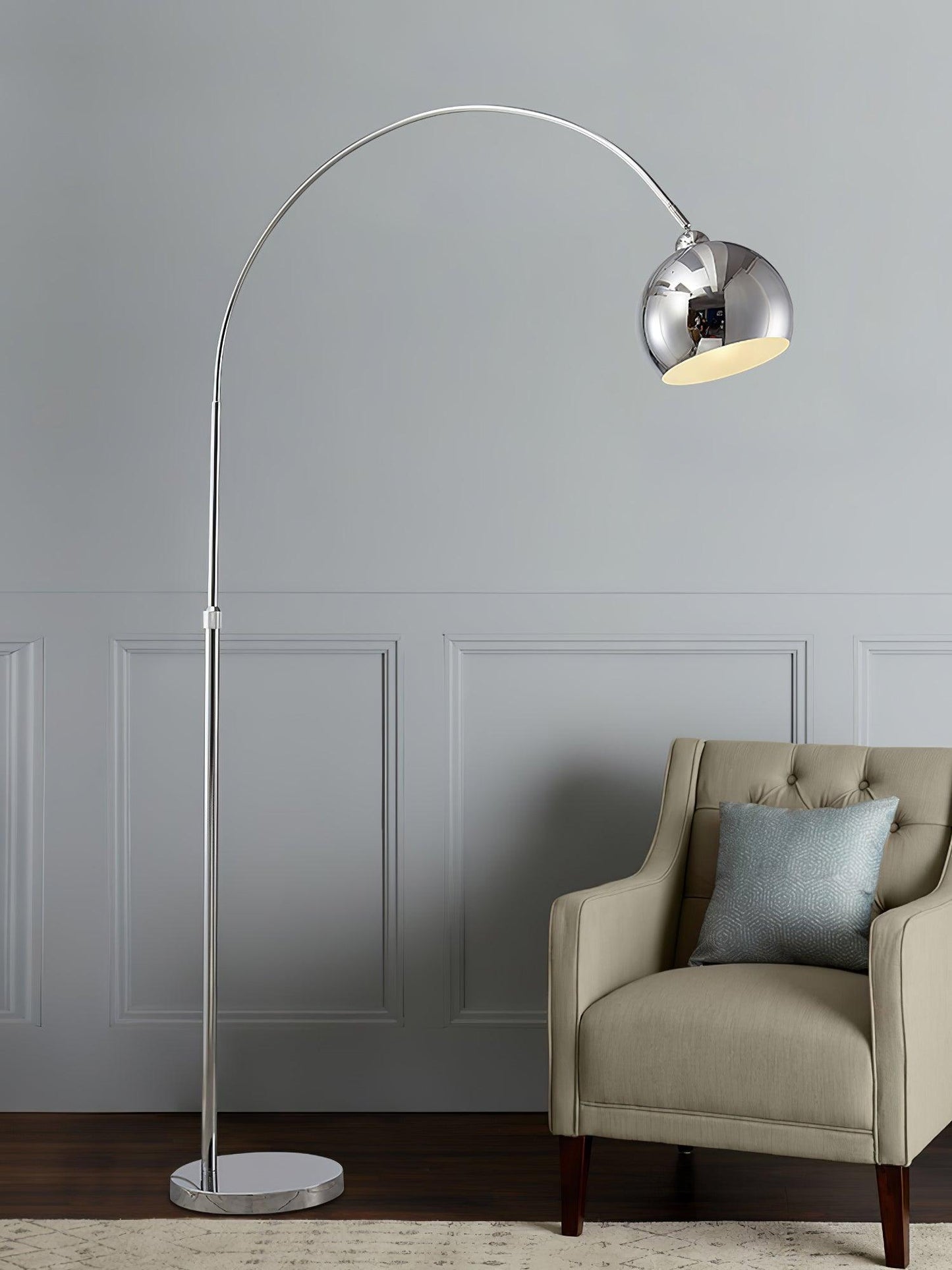 Angler Floor Lamp | Adjustable Metal Design | Black, Chrome, White