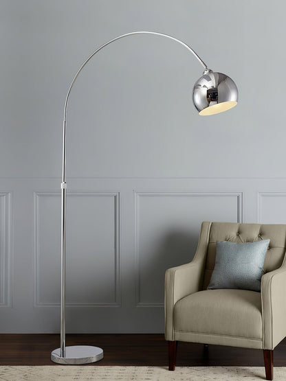 Angler Floor Lamp | Adjustable Metal Design | Black, Chrome, White
