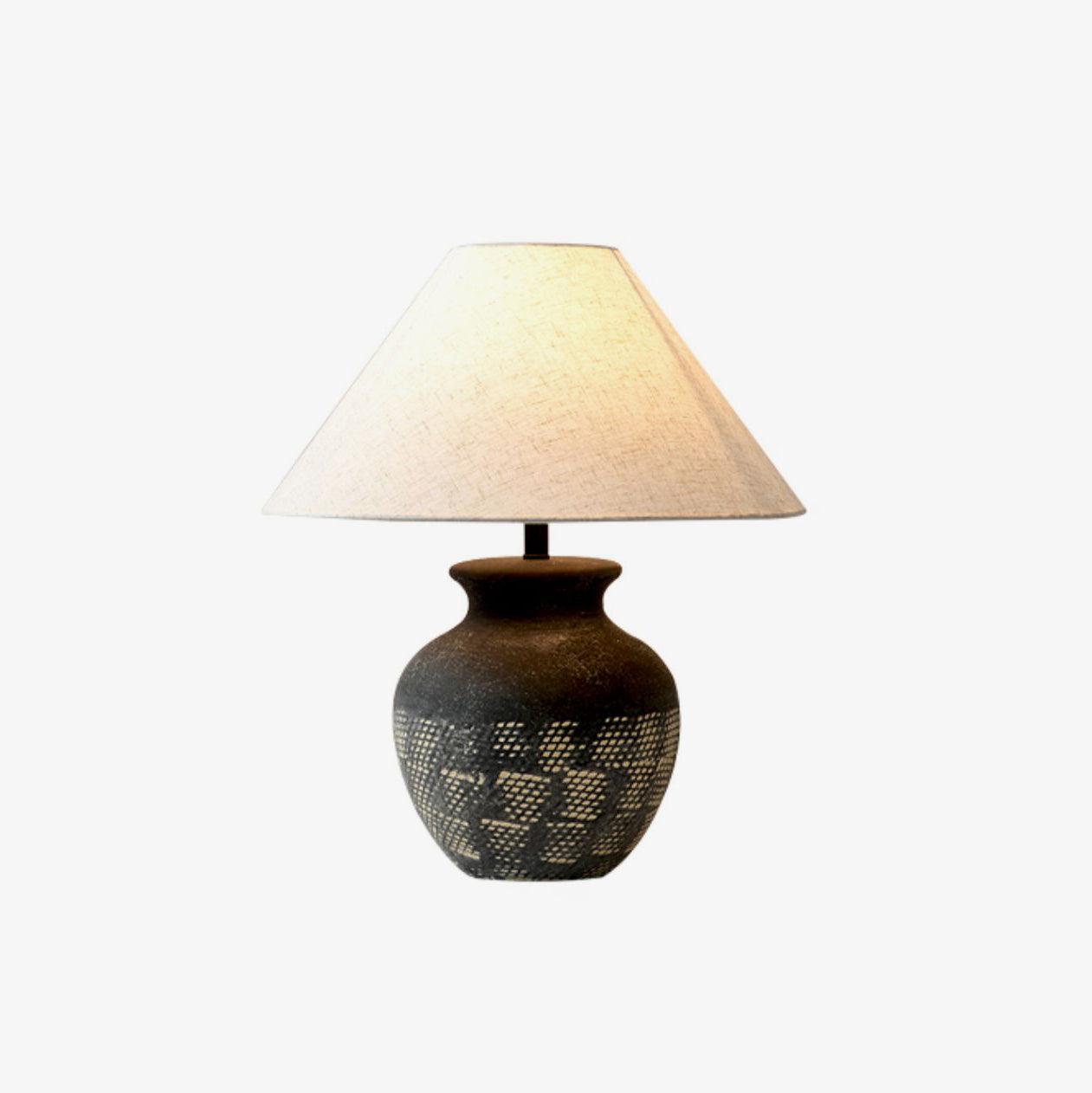 Ansel Ceramic Table Lamp | Ceramic, Fabric | Black & Beige