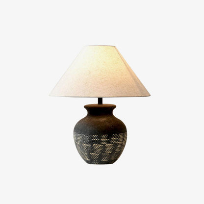 Ansel Ceramic Table Lamp | Ceramic, Fabric | Black & Beige