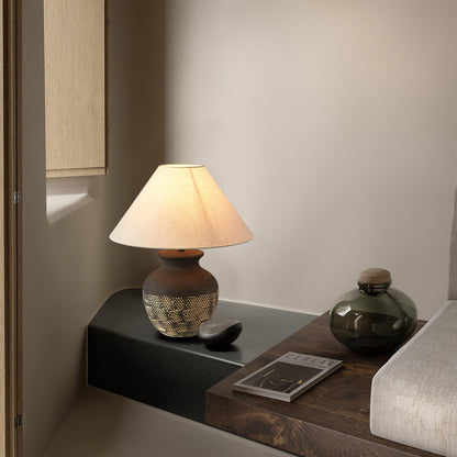 Ansel Ceramic Table Lamp | Ceramic, Fabric | Black & Beige