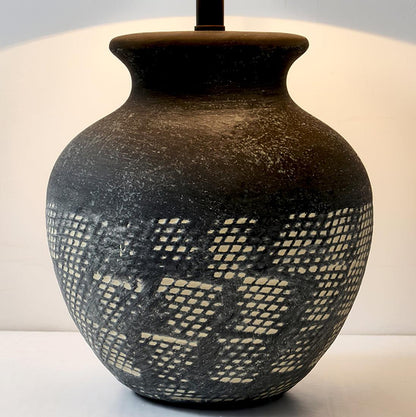 Ansel Ceramic Table Lamp | Ceramic, Fabric | Black & Beige
