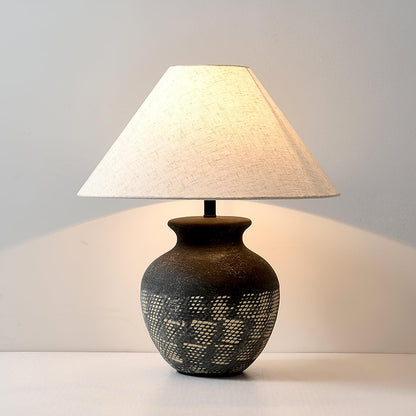 Ansel Ceramic Table Lamp | Ceramic, Fabric | Black & Beige