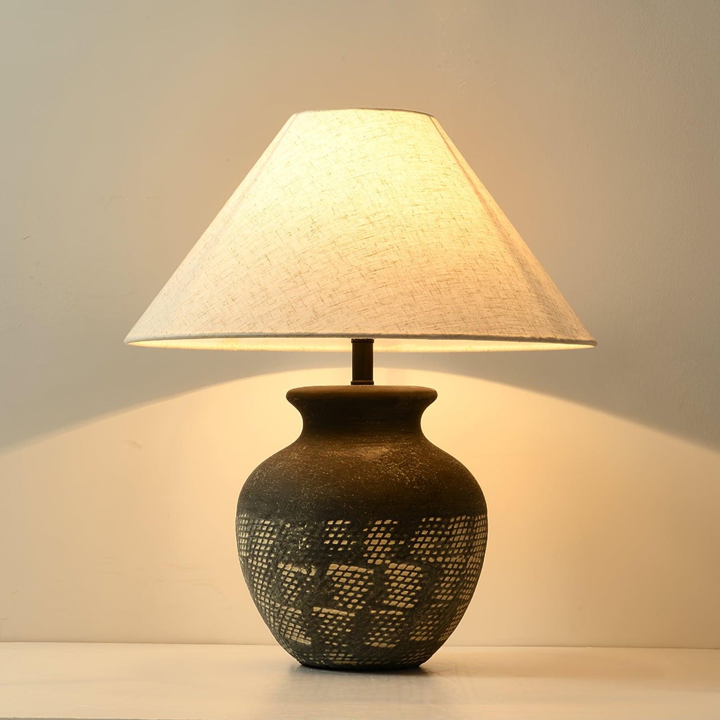 Ansel Ceramic Table Lamp | Ceramic, Fabric | Black & Beige