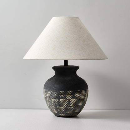 Ansel Ceramic Table Lamp | Ceramic, Fabric | Black & Beige