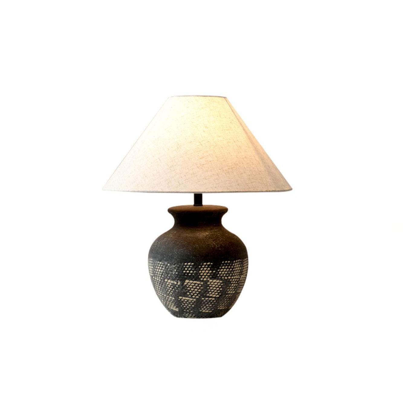 Ansel Ceramic Table Lamp | Ceramic, Fabric | Black & Beige