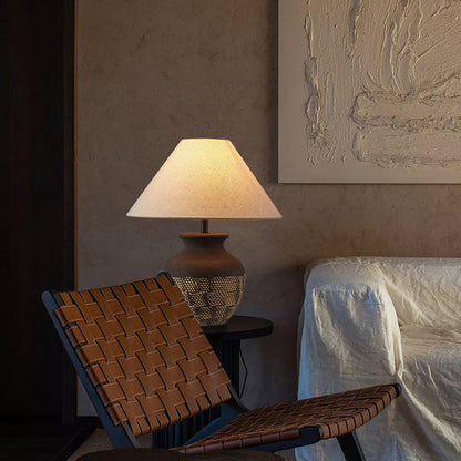 Ansel Ceramic Table Lamp | Ceramic, Fabric | Black & Beige