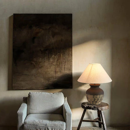 Ansel Ceramic Table Lamp | Ceramic, Fabric | Black & Beige