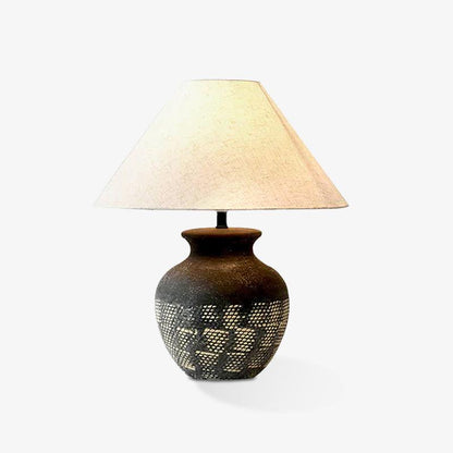 Ansel Ceramic Table Lamp | Ceramic, Fabric | Black & Beige