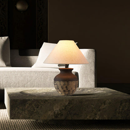 Ansel Ceramic Table Lamp | Ceramic, Fabric | Black & Beige