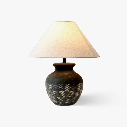 Ansel Ceramic Table Lamp | Ceramic, Fabric | Black & Beige