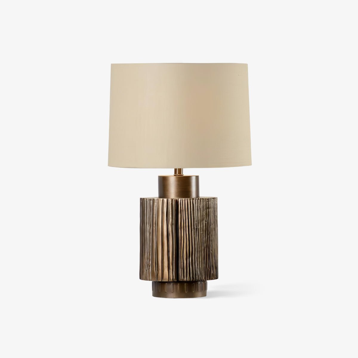 Antique Table Lamp | Bronze Base | Beige Shade