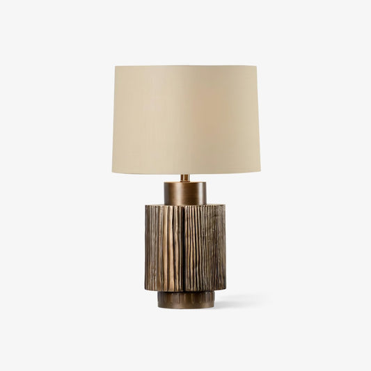 Antique Table Lamp | Bronze Base | Beige Shade