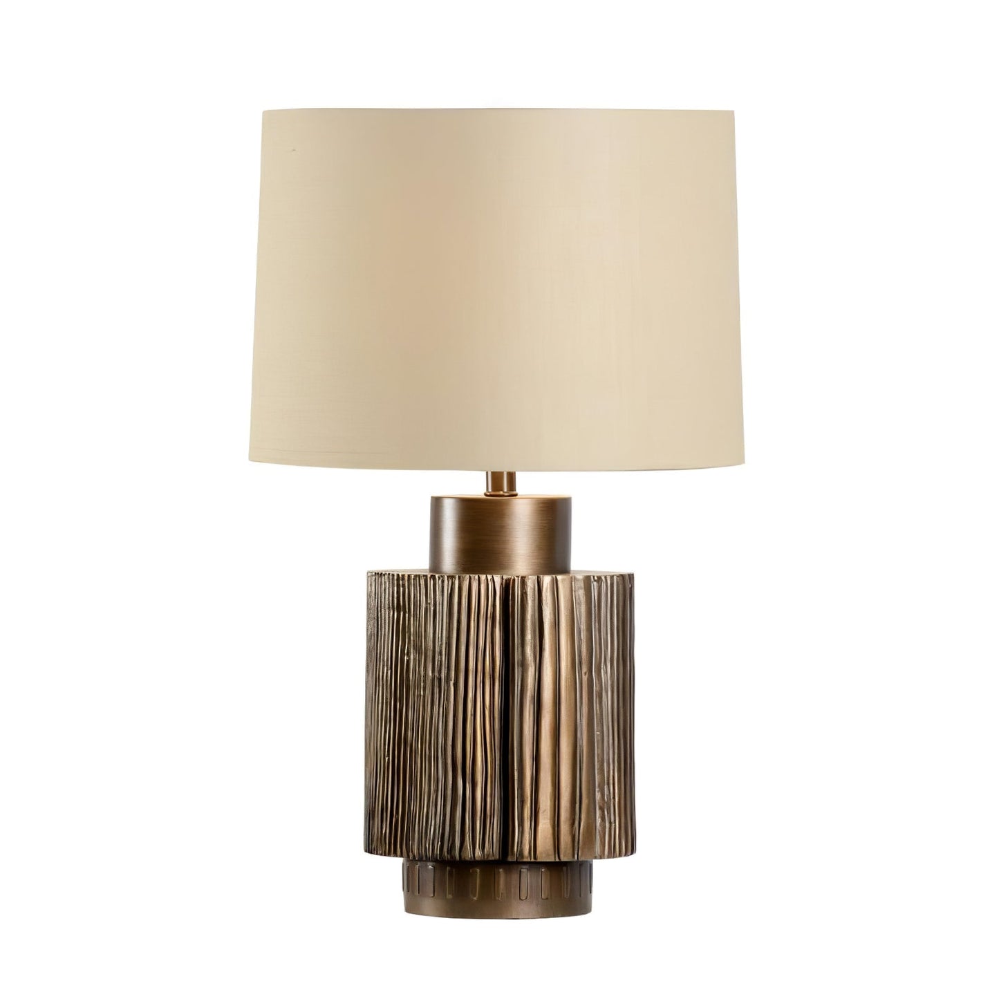 Antique Table Lamp | Bronze Base | Beige Shade