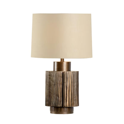 Antique Table Lamp | Bronze Base | Beige Shade
