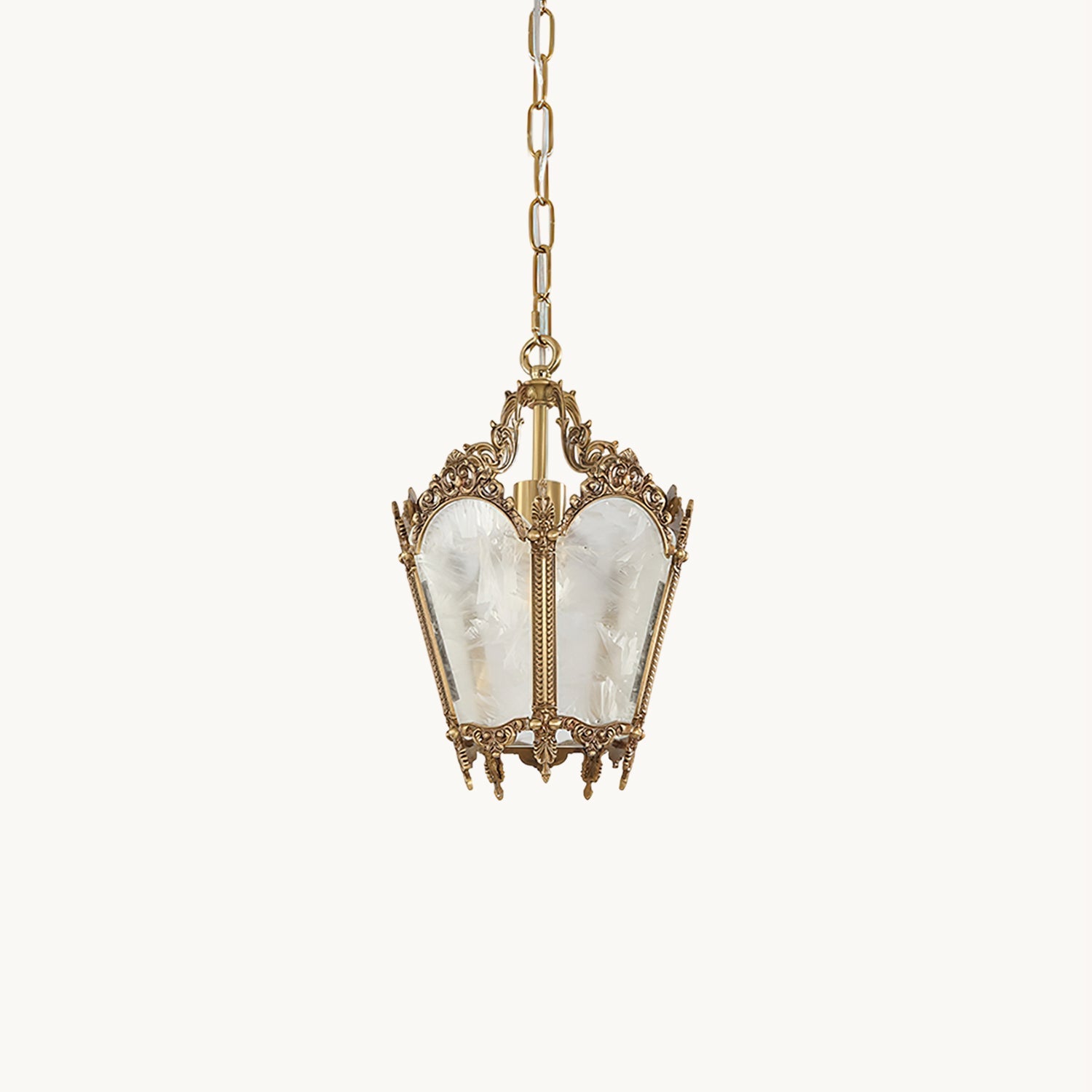 Antique Pendant Lamp | Brass & Frosted Glass | 23cm Diameter