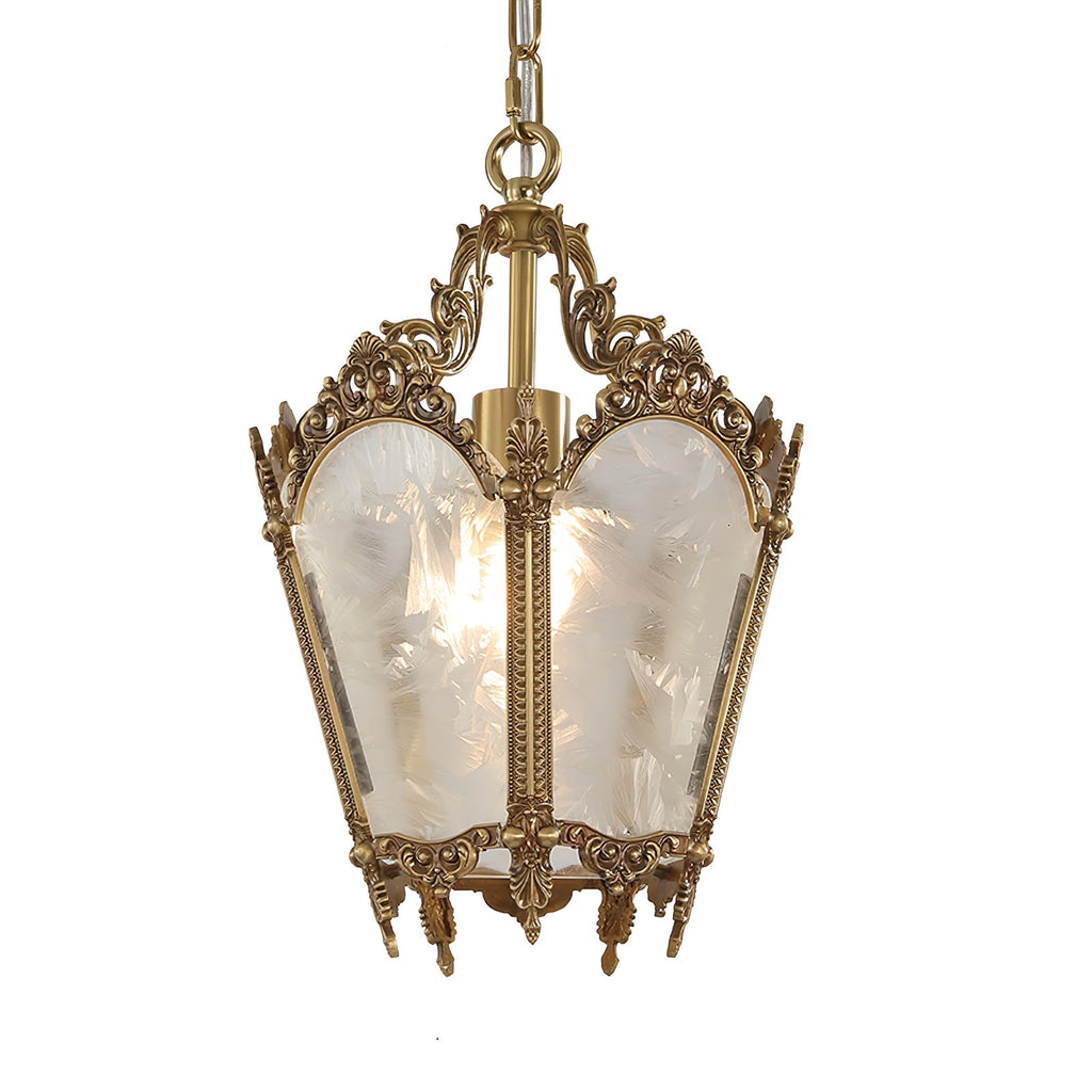 Antique Pendant Lamp | Brass & Frosted Glass | 23cm Diameter