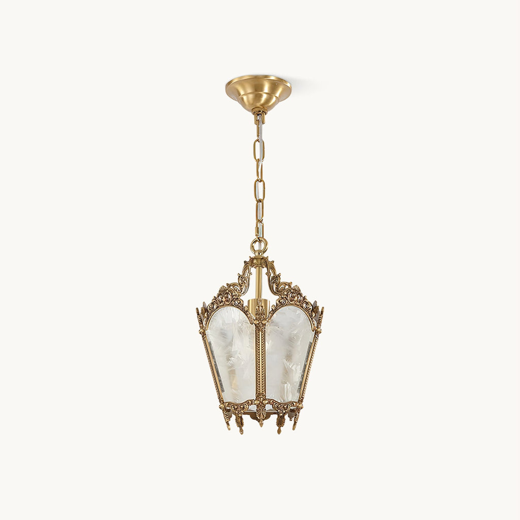 Antique Pendant Lamp | Brass & Frosted Glass | 23cm Diameter