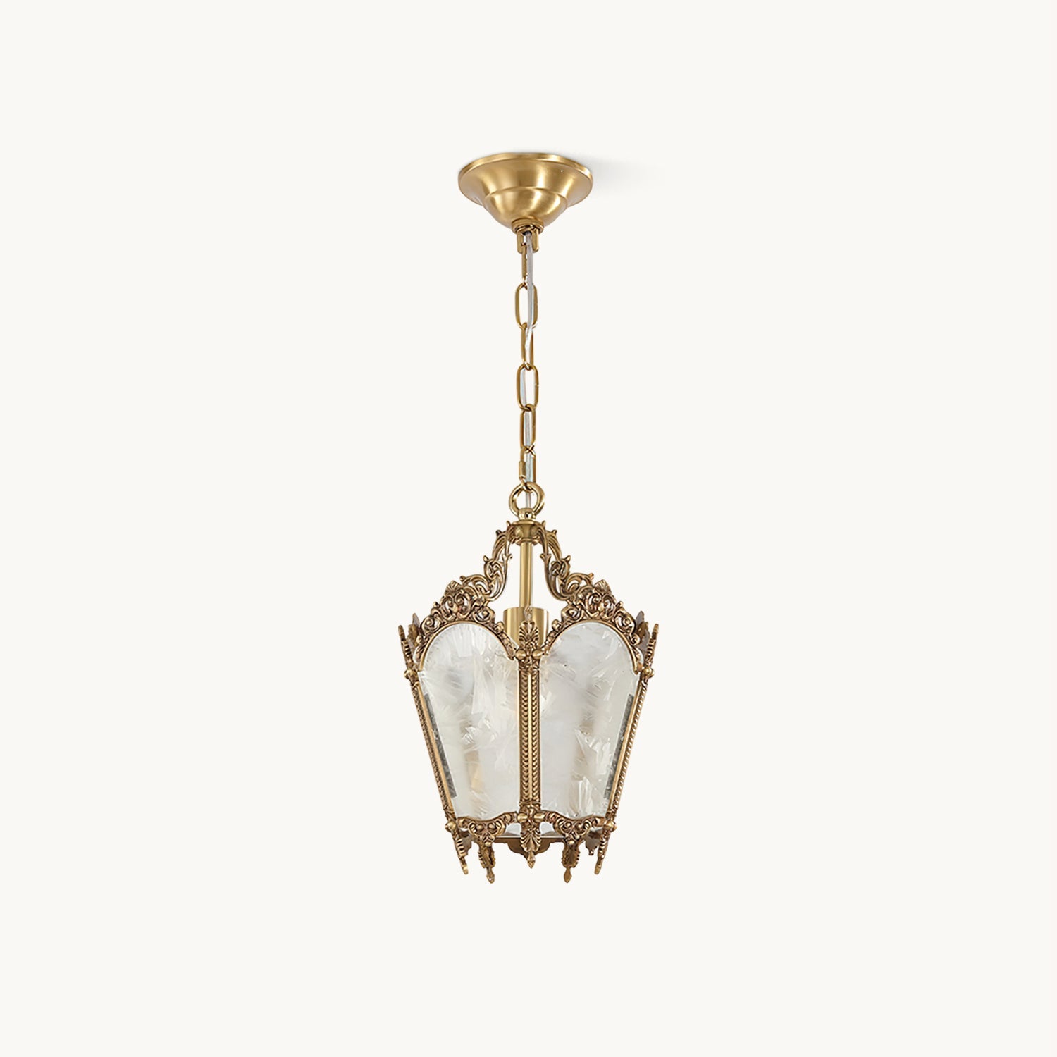 Antique Pendant Lamp | Brass & Frosted Glass | 23cm Diameter
