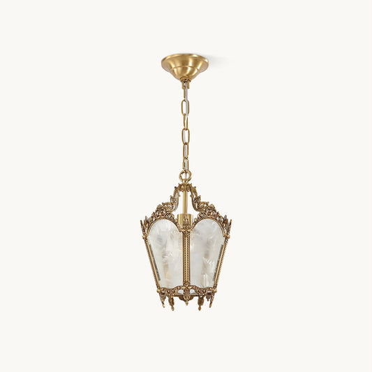 Antique Pendant Lamp | Brass & Frosted Glass | 23cm Diameter