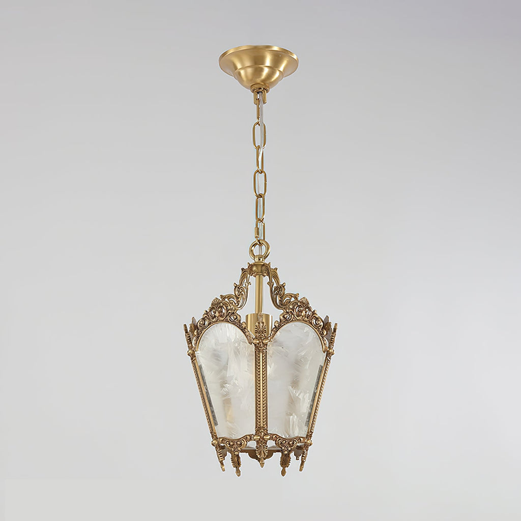 Antique Pendant Lamp | Brass & Frosted Glass | 23cm Diameter