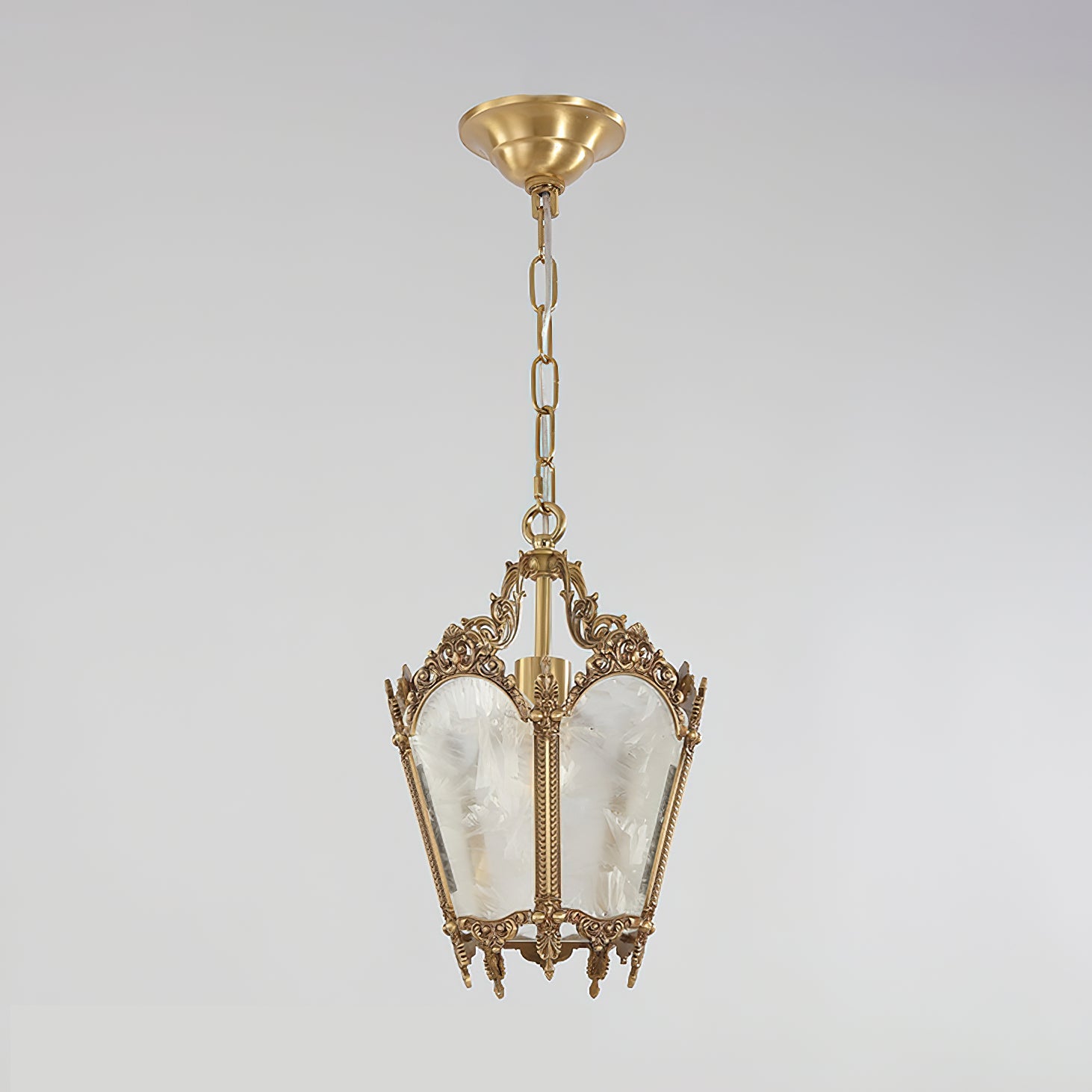 Antique Pendant Lamp | Brass & Frosted Glass | 23cm Diameter