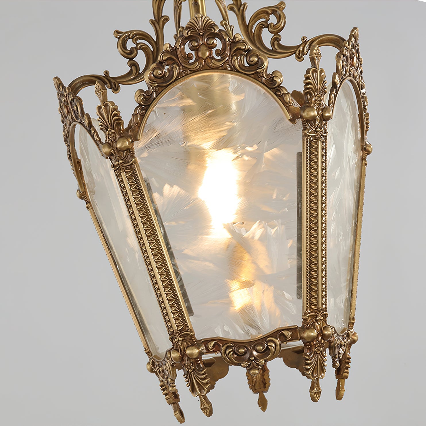 Antique Pendant Lamp | Brass & Frosted Glass | 23cm Diameter