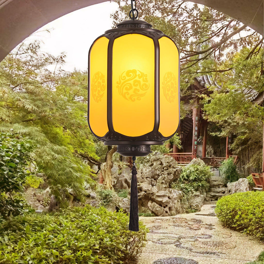 Antique Lantern Pendant Light | Outdoor | Sepia & Yellow