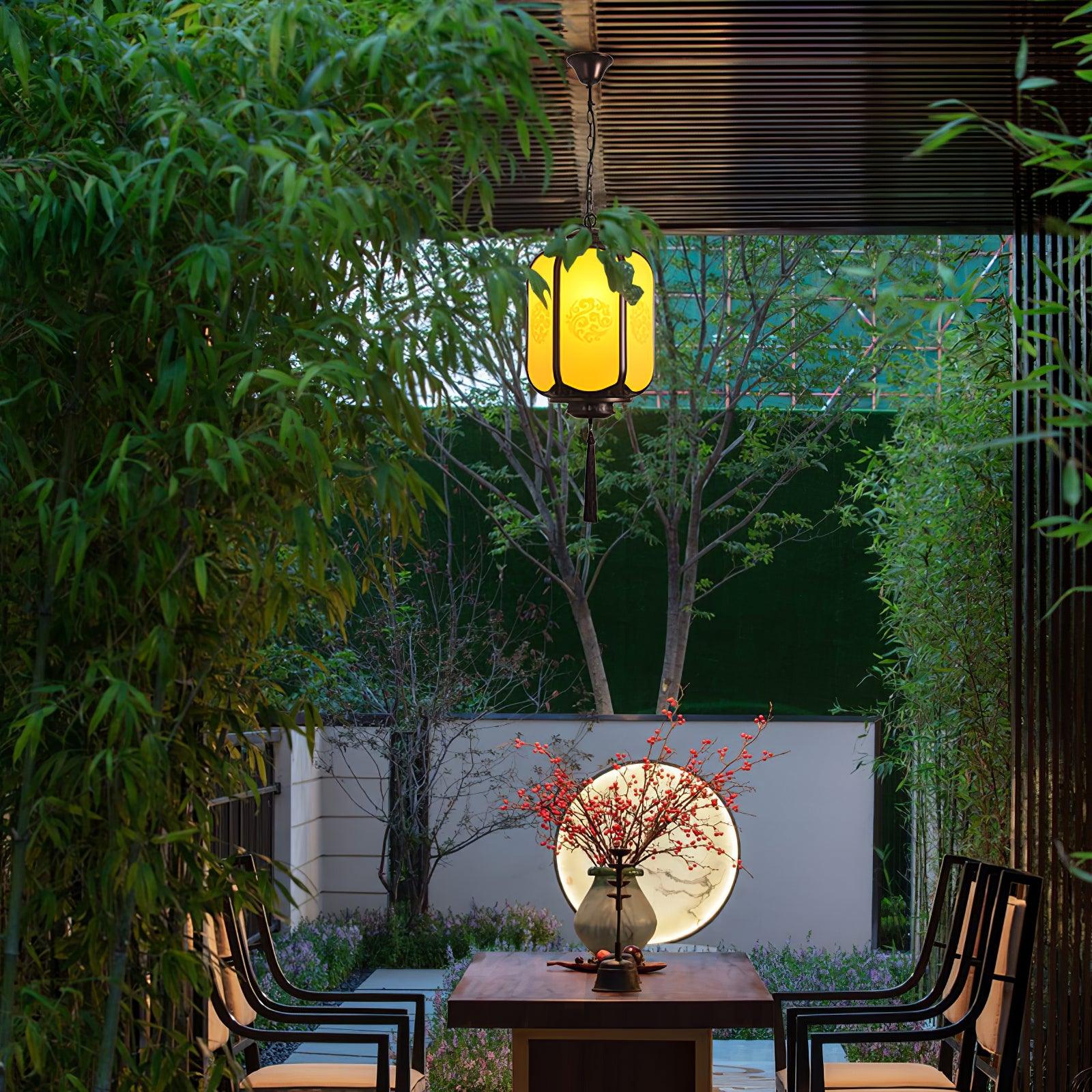 Antique Lantern Pendant Light | Outdoor | Sepia & Yellow