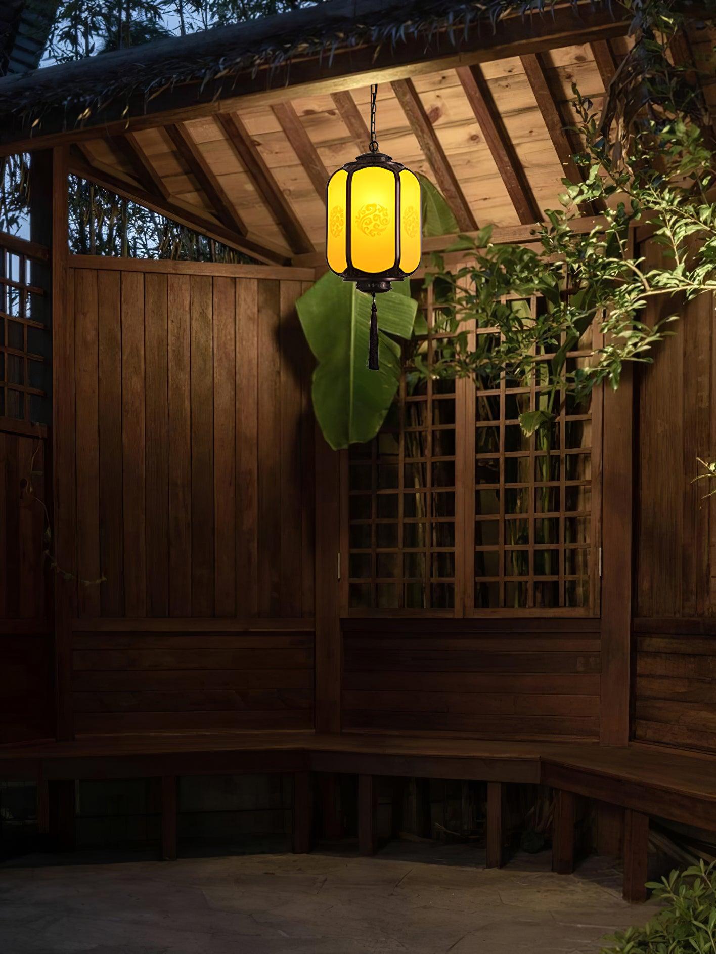 Antique Lantern Pendant Light | Outdoor | Sepia & Yellow
