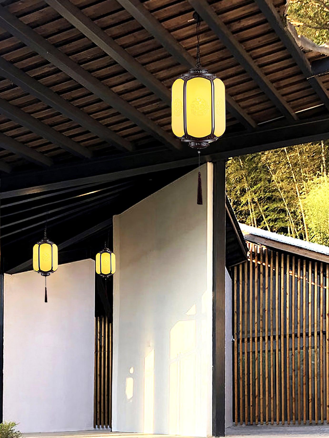 Antique Lantern Pendant Light | Outdoor | Sepia & Yellow