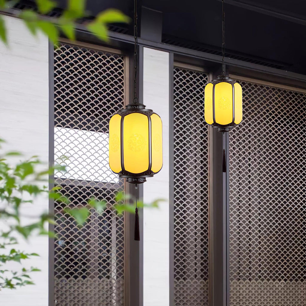 Antique Lantern Pendant Light | Outdoor | Sepia & Yellow
