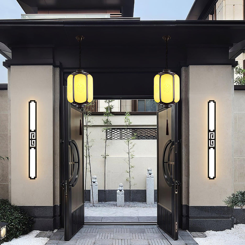 Antique Lantern Pendant Light | Outdoor | Sepia & Yellow