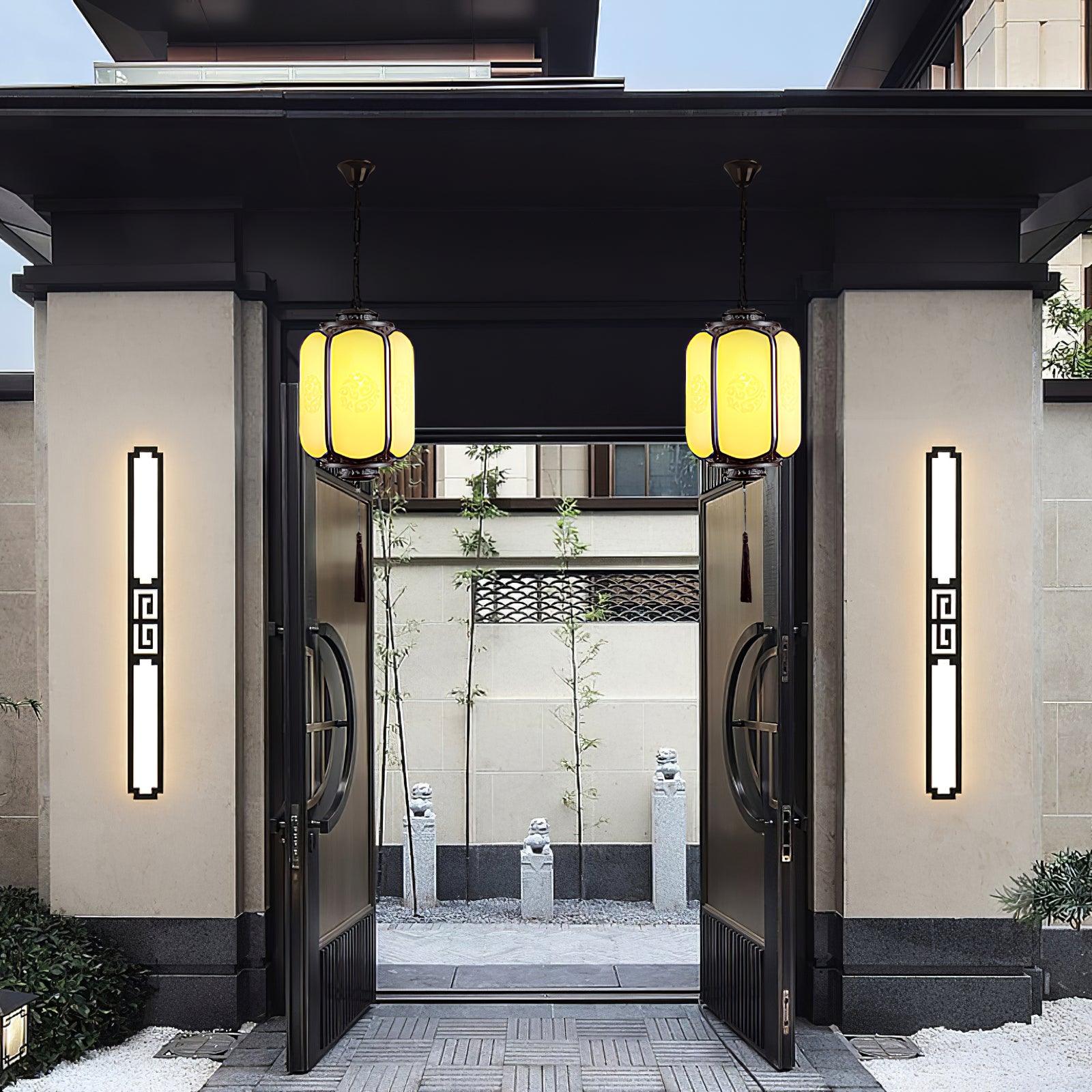 Antique Lantern Pendant Light | Outdoor | Sepia & Yellow