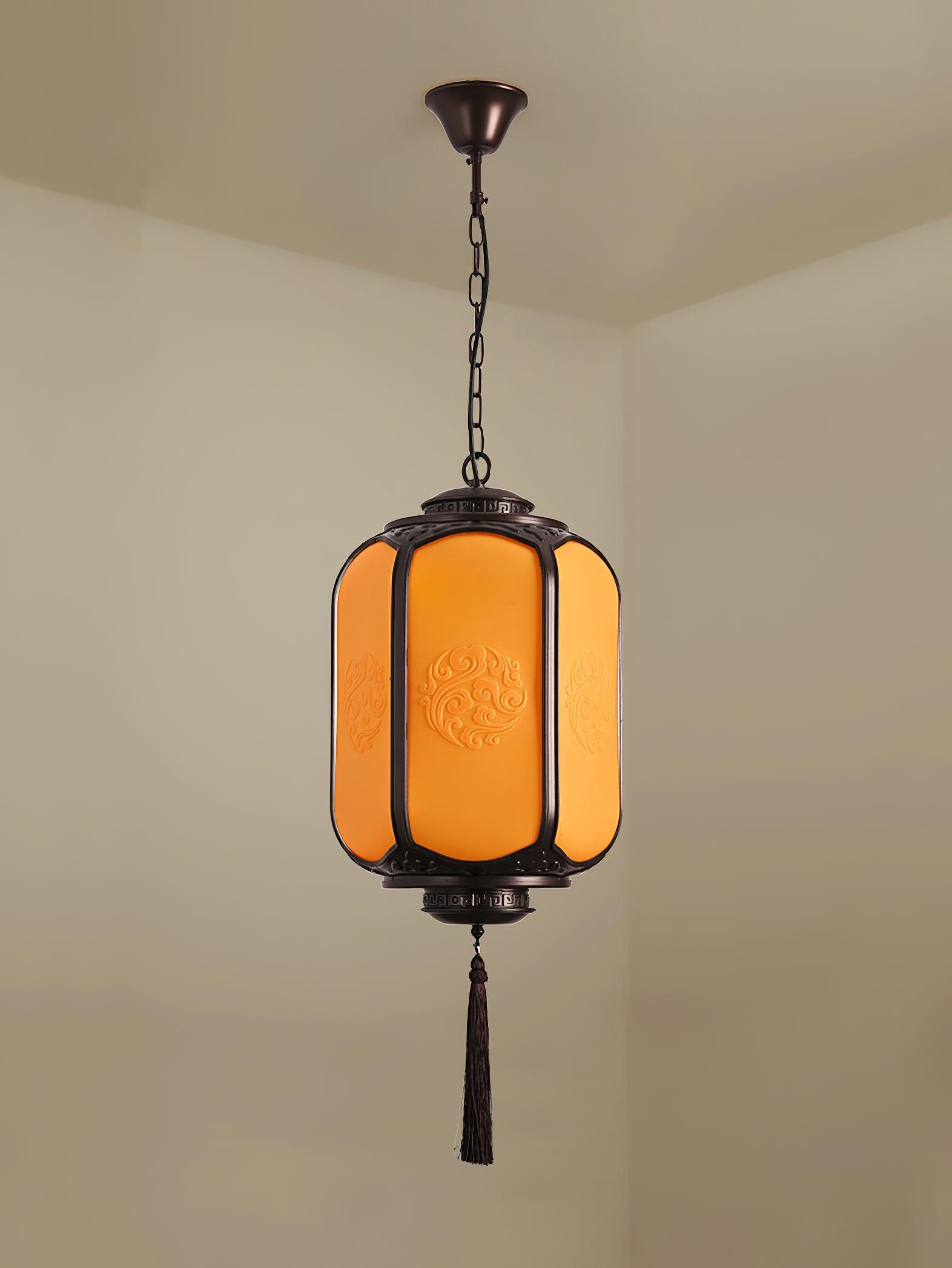 Antique Lantern Pendant Light | Outdoor | Sepia & Yellow