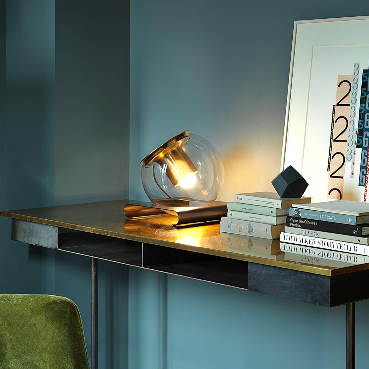 Anvia Glass Table Lamp | Metal & Glass | Gold