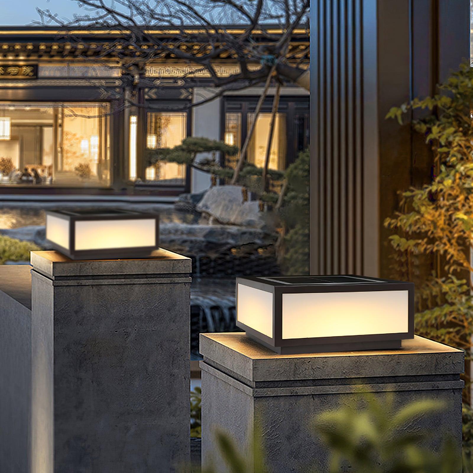Outdoor Solar Post Light | Stainless Steel & Acrylic | Black & White