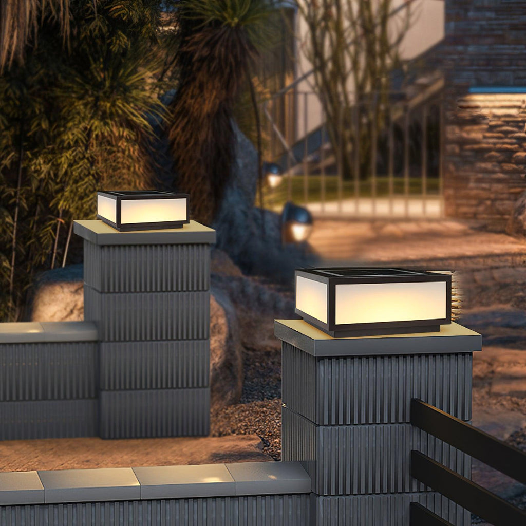 Outdoor Solar Post Light | Stainless Steel & Acrylic | Black & White