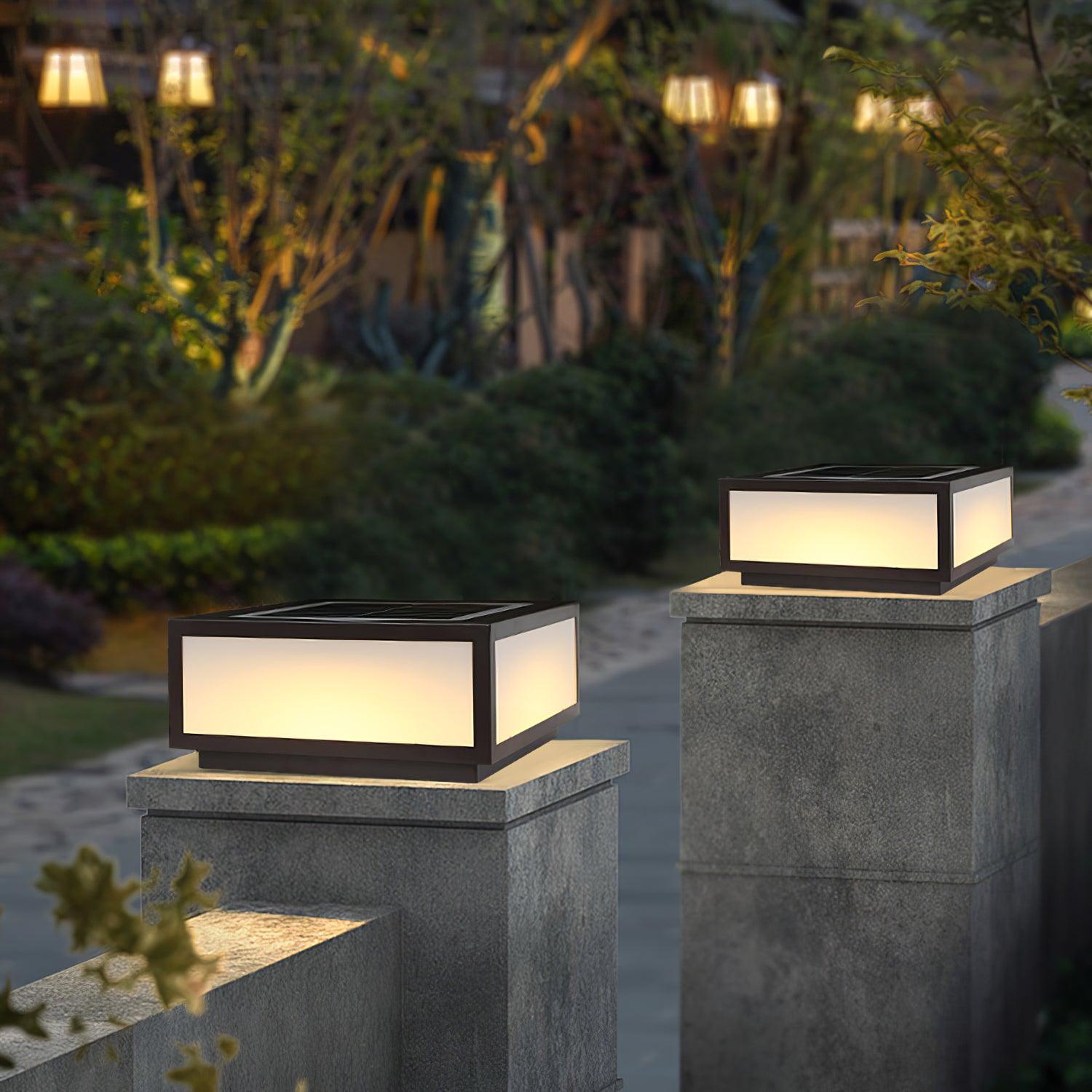 Outdoor Solar Post Light | Stainless Steel & Acrylic | Black & White