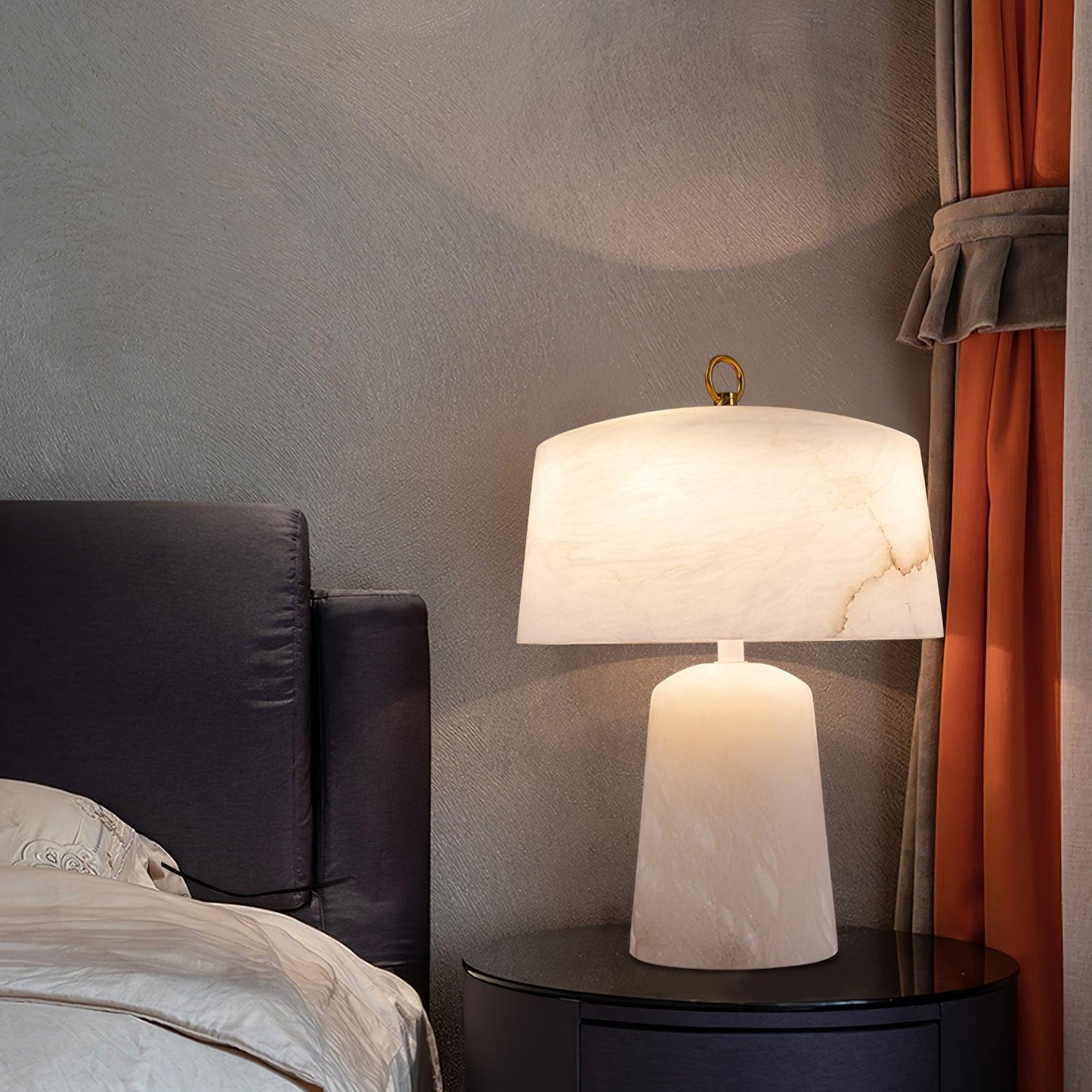 Aogashima Table Lamp | Marble & Brass | White & Brass