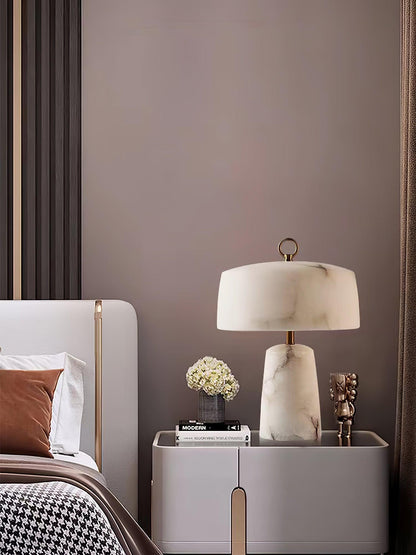 Aogashima Table Lamp | Marble & Brass | White & Brass