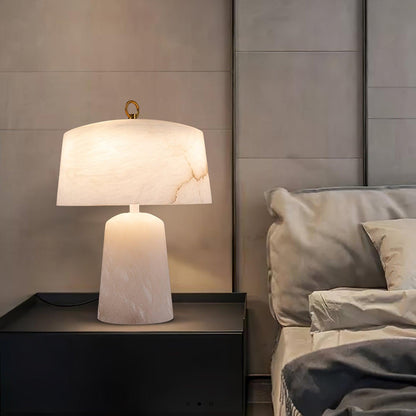 Aogashima Table Lamp | Marble & Brass | White & Brass