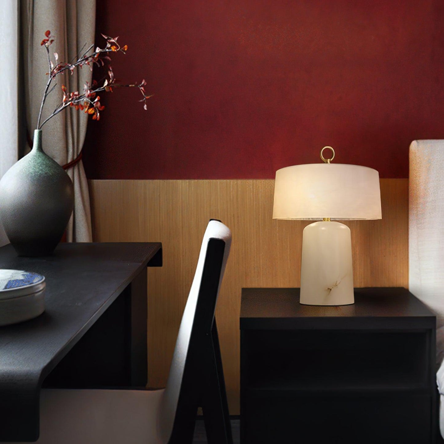 Aogashima Table Lamp | Marble & Brass | White & Brass