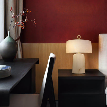 Aogashima Table Lamp | Marble & Brass | White & Brass