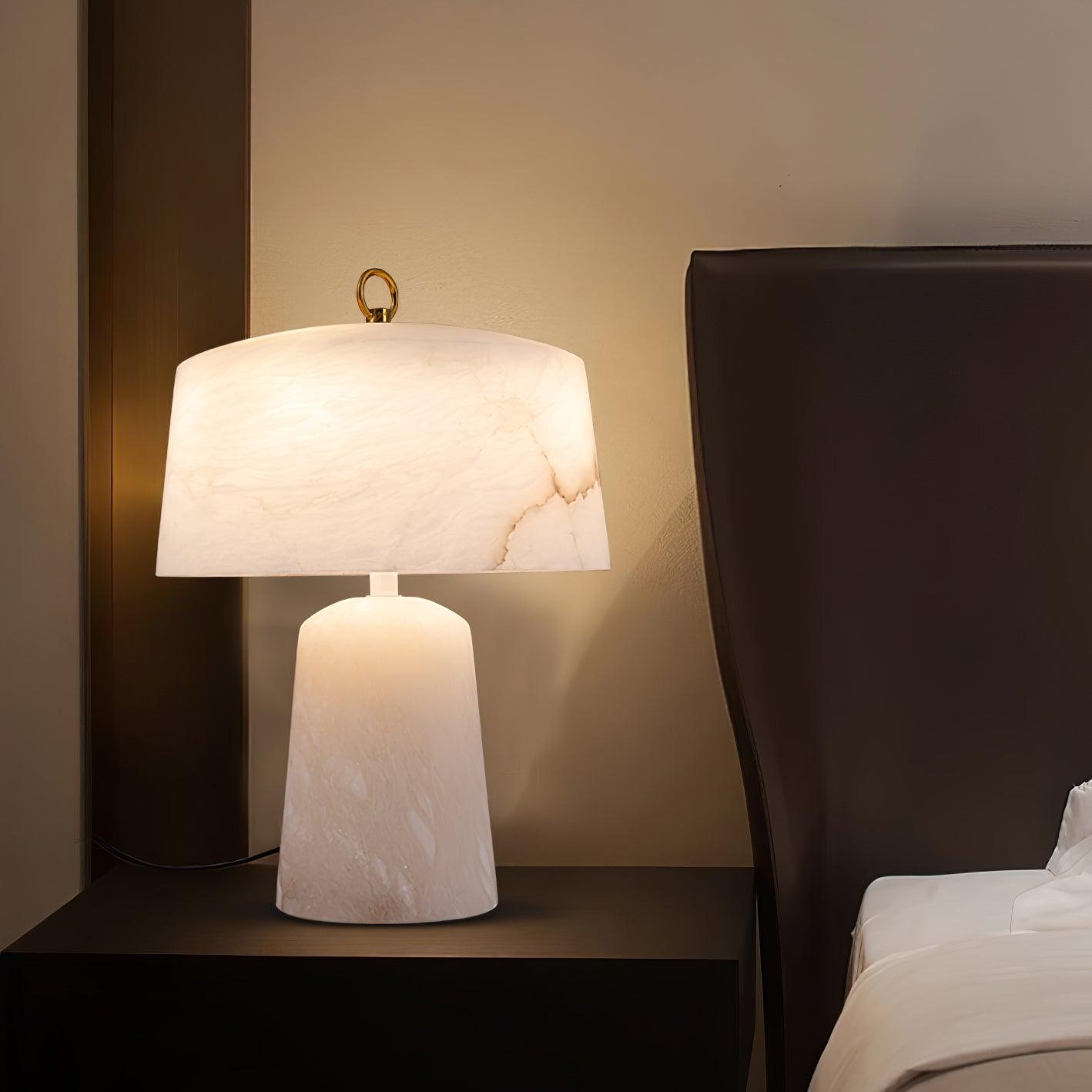 Aogashima Table Lamp | Marble & Brass | White & Brass